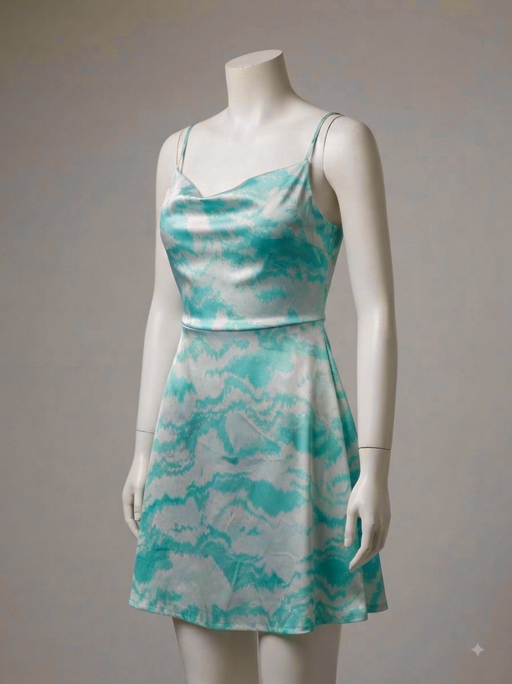 PIECES Abstract Print Satin Short Dress Size S New With Tags